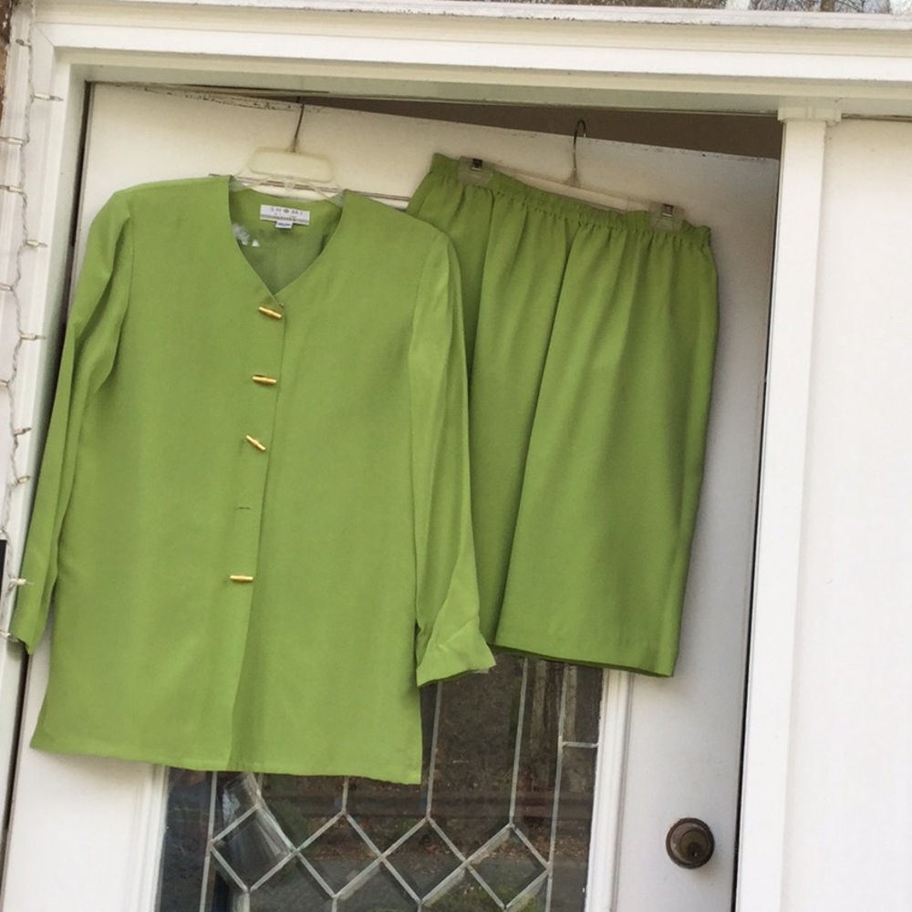 100% silk skirt and blouse set.